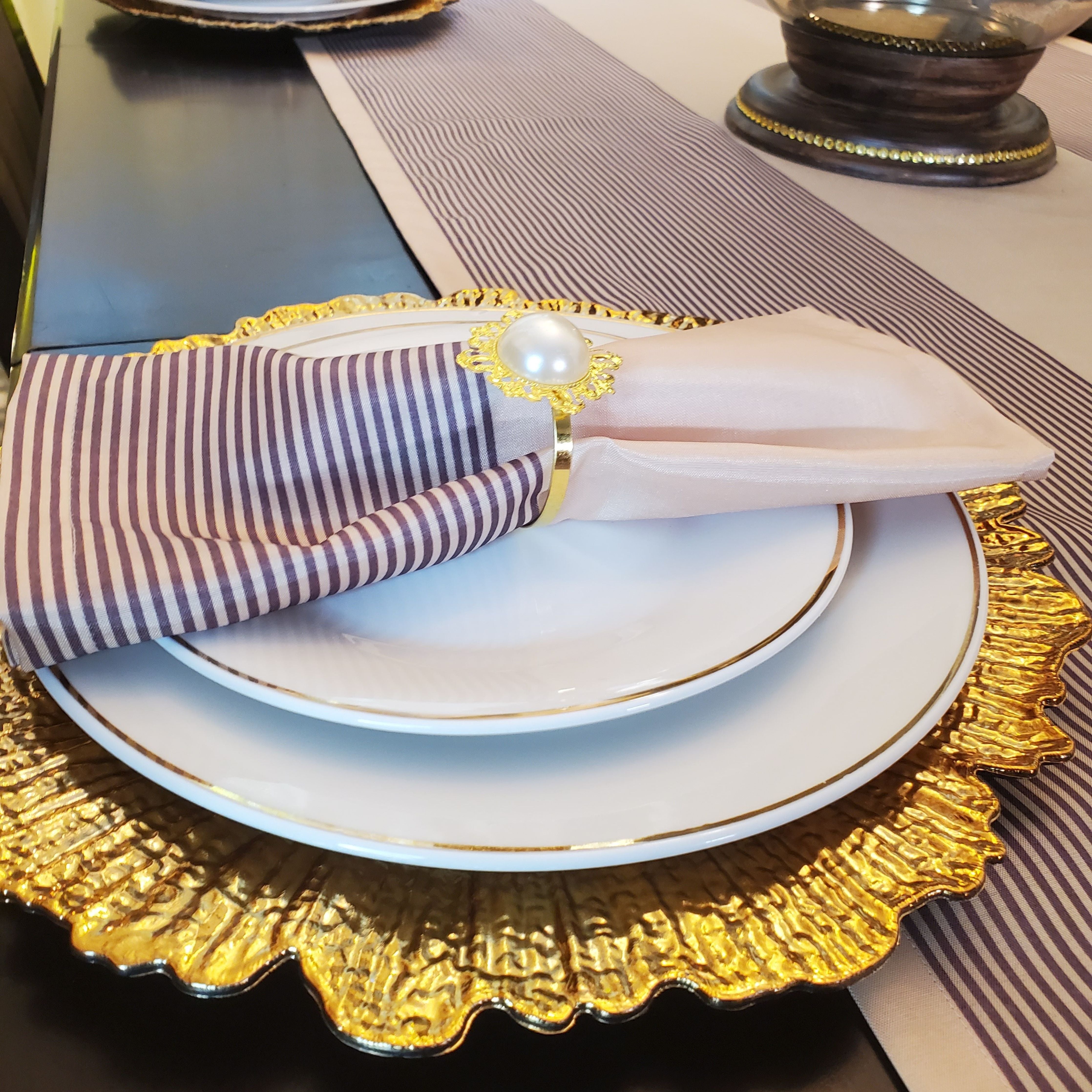 Beige & Brown stripe Dinning table Set