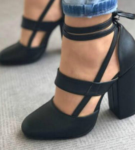 High heel thick heel strap sandals