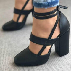 High heel thick heel strap sandals