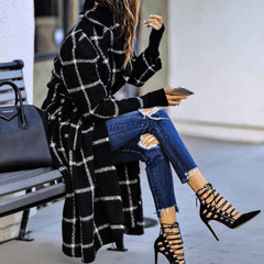 Stylish Minimalist Plaid Coat - Samarlie