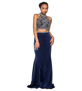 High Neck Trumpet Two-Piece Dress