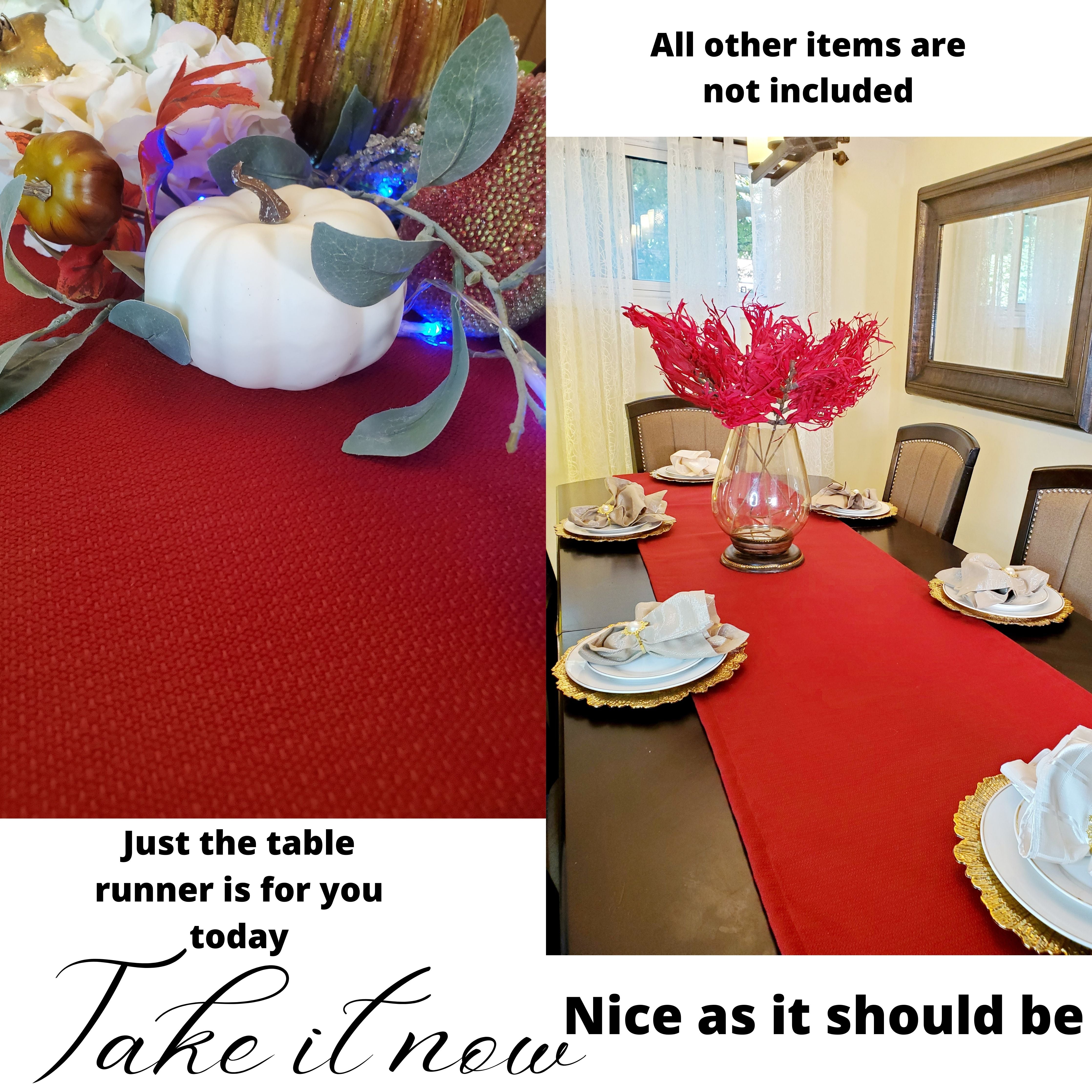 Elegant  Red Ochre Cotton Table Runner