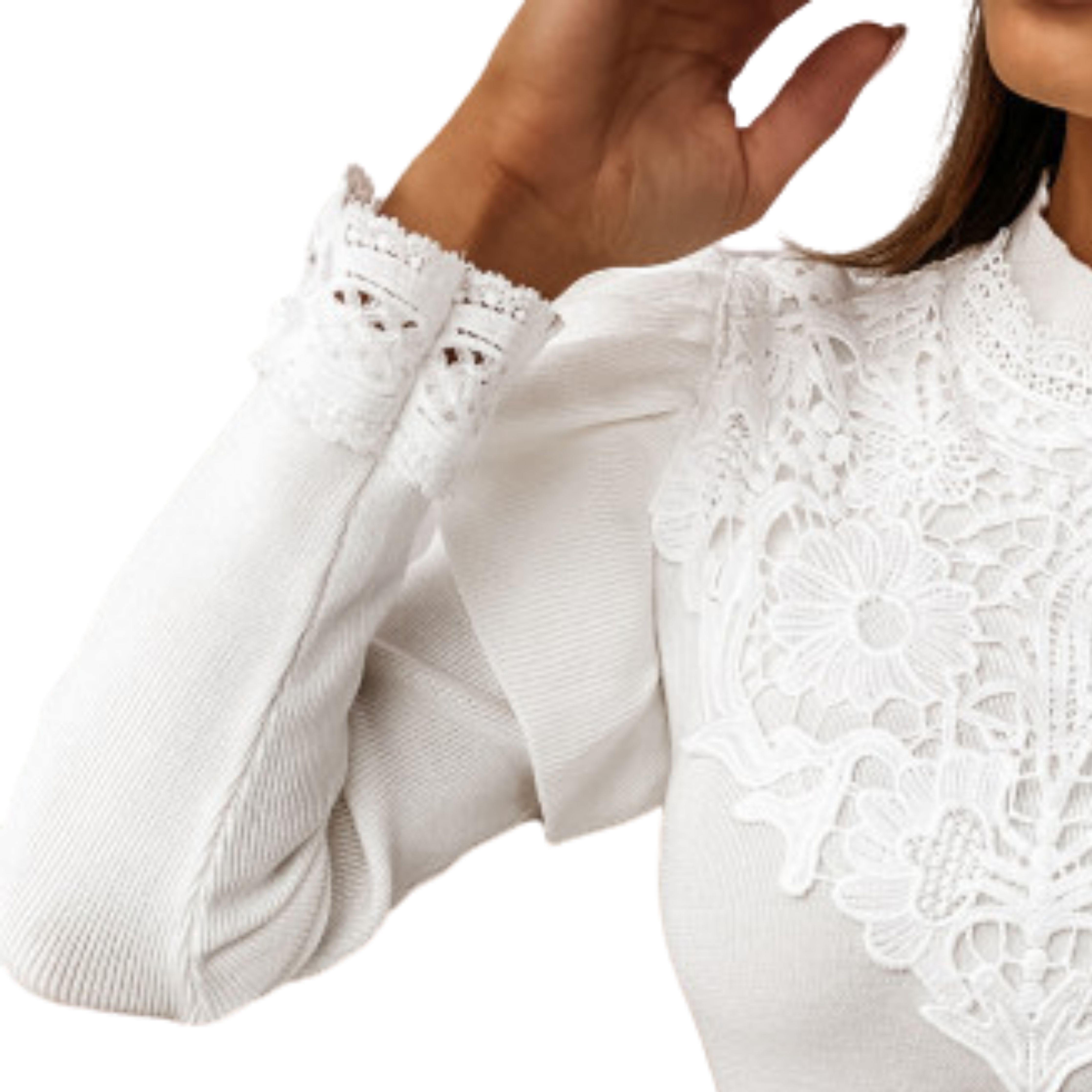 Lace Stitching Long Sleeve Fancy Shirt - Samarlie