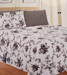 Grey Floral Print King Size Bedroom Set