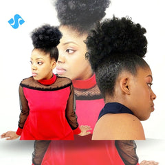 Short Brown Afro Puff Curly Synthetic Hair Bun