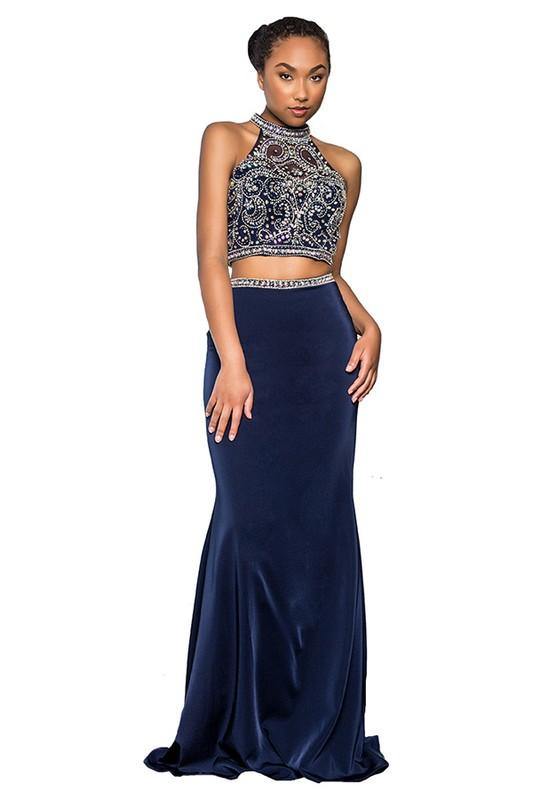 High Neck Trumpet Two-Piece Dress - Samarlie