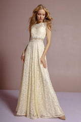 Sleeveless Champagne Lace dress - Samarlie