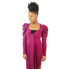 Ruffled Long Sleeve Tie Front Set