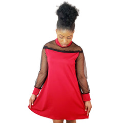 Red Gorgeous Polka Dots Lace Dress - Samarlie