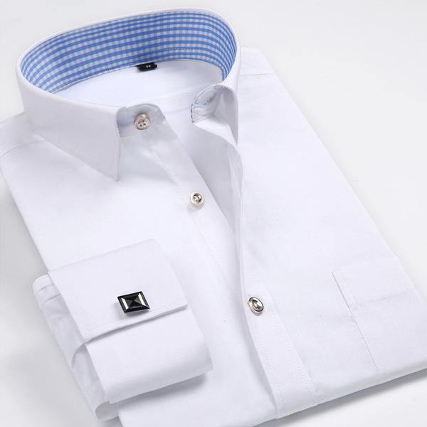 French Cuff Long Sleeve White Dress Shirt - Samarlie