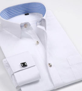 French Cuff Long Sleeve White Dress Shirt