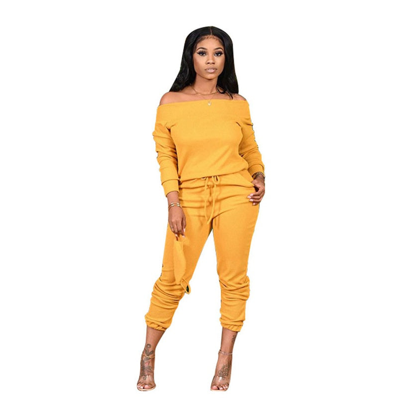 Fashion Yellow Loose Strapless Two-piece Set