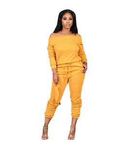 Fashion Yellow Loose Strapless Two-piece Set