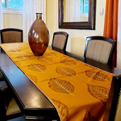 Brown Leaf Pattern Table Runner