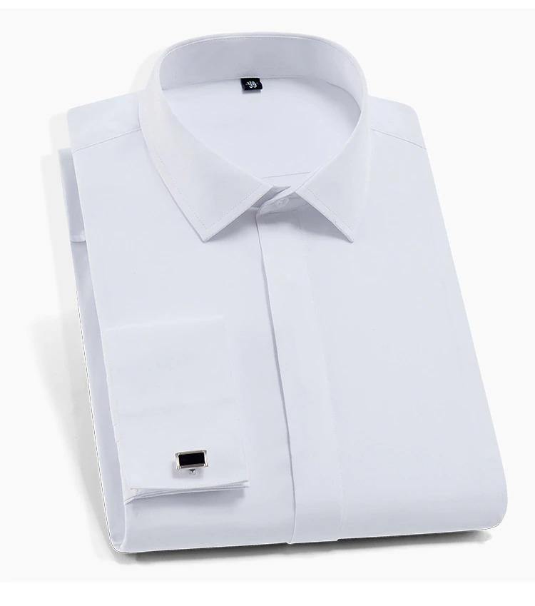 Men's Classic French Cuff No Pocket Tuxedo White Dress Shirt - Samarlie