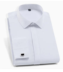 Men's Classic French Cuff No Pocket Tuxedo Light Blue Dress Shirt - Samarlie